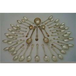 A part canteen of Queen's pattern silver flatware, by William Eaton, London, dated 1835, comprisi...