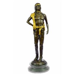 Art Deco Gold Patina Tall Native Indian Prince Bronze Sculpture Figure (14"X5")
