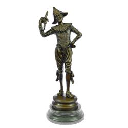 Lively Jester By French Artist Gueyton Bronze Sculpture Great Detail Figurine(14" X5")