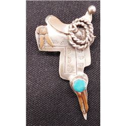 Sterling Silver & Turquoise Saddle Pin