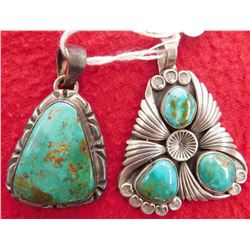 2 Turquoise & Sterling Pendants