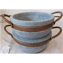 2 Steatite Cooking Bowls