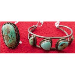 Sterling Silver & Turquoise Cuff & Ring