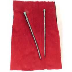 2 Pre-Columbian Copper Hairpins