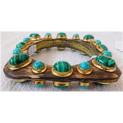 Malachite & Turquoise Wood Cuff