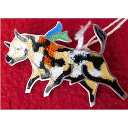 Sterling Silver & Enamel Bull Pin