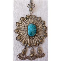 Indian Silver Necklace w/Scarab