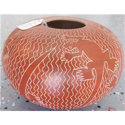 Carved Lizard Effigy Olla