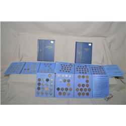 Five collector coin folios including Canadian nickels, small cents, and large cents