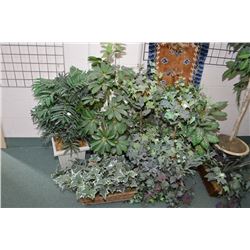 Large selection of waterfree foliage including potted topiary, large silk tree etc. plus two framed 