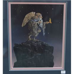 Framed limited edition print "The Oldest Angel" pencil signed by artist James C. Christensen, 523/85