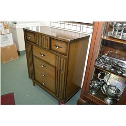 Mid century retro five drawer highboy with original pulls
