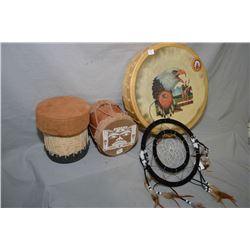Selection of Haida and First Nations decor items including drums etc.