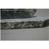 Image 2 : Two Inuit soapstone carvings including ice fishing off a sled and two children on a sleight 6" in le
