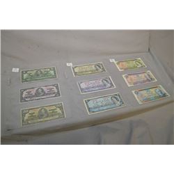 Selection of Canadian bank notes including 1937, one, ten and twenty dollar bill, 1954, five, ten an