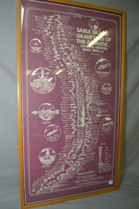 Sable Island Shipwreck Map Framed