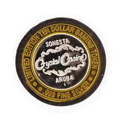 .999 Silver Crystal Casino Aruba $10 Casino Limited Edition Gaming Token