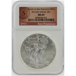 2013-S $1 American Silver Eagle Coin NGC Graded MS69