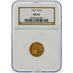 1927 $2 1/2 Indian Head Quarter Eagle Gold Coin NGC MS63