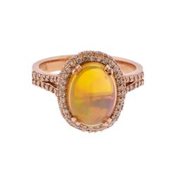14KT Rose Gold 2.42ct Opal and Diamond Ring