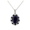 Image 1 : 14KT White Gold 13.67ctw Blue Sapphire and Diamond Pendant with Chain