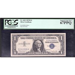 1957B $1 Silver Certificate Note PCGS 67PPQ Superb Gem New