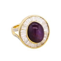 14KT Yellow Gold 15.18ct Unheated Star Ruby and Diamond Ring