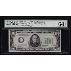 1934A $500 Federal Reserve Note San Francisco PMG Choice Uncirculated 64EPQ