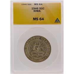 1946 Half Dollar Iowa Centennial Commemorative Coin ANACS Graded MS64