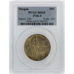 1936-S Oregon Trail Memorial Commemorative Half Dollar Coin PCGS MS65