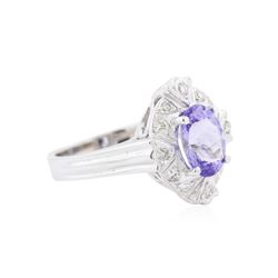 14KT White Gold 1.67ct Tanzanite and Diamond Ring