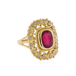 14KT Yellow Gold 3.28ct. Ruby and Diamond Ring