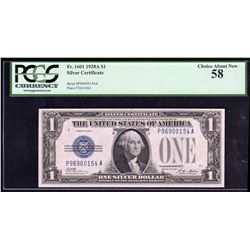 1928A $1 Silver Certificate Note PCGS 58PPQ Choice About New