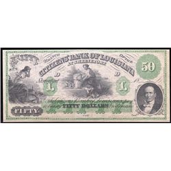 1800s $50 The Citizens' Bank of Louisiana Obsolete Bank Note