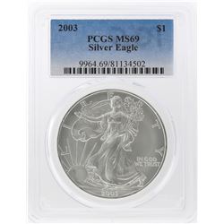 2003 $1 American Silver Eagle Coin PCGS Graded MS69