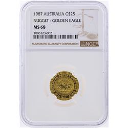 1987 $25 Australian Nugget Golden Eagle Coin NGC MS68