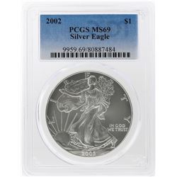 2002 $1 American Silver Eagle Coin PCGS Graded MS69