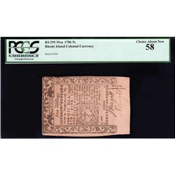 May 1786 5 Shillings Rhode Island Colonial Currency Choice About New 58