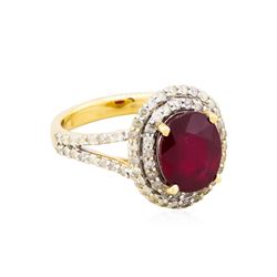 14KT Yellow Gold 4.17ct Ruby and Diamond Ring