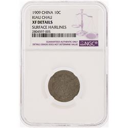 1909 China 10C Kiau Chau Coin NGC XF Details Surface Hairlines