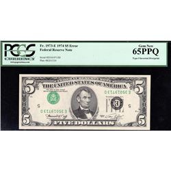 1974 $5 Federal Reserve Note Type I Inverted Overprint ERROR PCGS 65PPQ