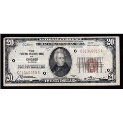 1929 $20 Federal Reserve Bank of Chicago National Currency Note