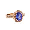 Image 1 : 14KT Rose Gold 2.01ct Tanzanite and Diamond Ring