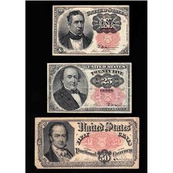 Set of (3) 1874-1875 Fractional Notes