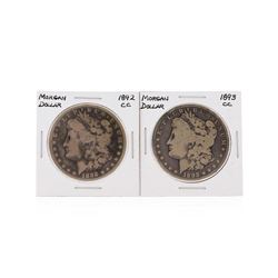 Set of 1892-CC & 1893-CC $1 Morgan Silver Dollar Coins