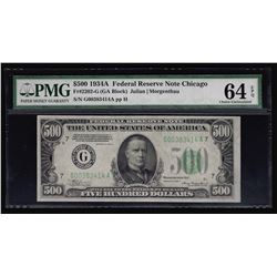 1934A $500 Federal Reserve Note Chicago PMG Choice Uncirculated 64EPQ