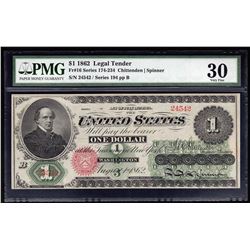 1862 $1 Legal Tender Note RADAR Serial Number PMG VF30