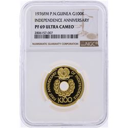 1976FM Papua New Guinea 100 Kina Proof Gold Coin NGC PF69 Ultra Cameo