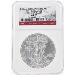 2011 $1 American Silver Eagle Coin NGC Graded MS70