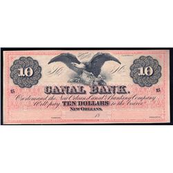 1800s $10 Canal Bank New Orleans Obsolete Bank Note